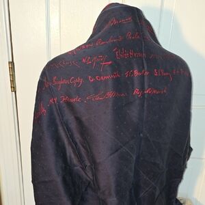 Geoffrey Beene 100% Silk Scarf Navy Blue Red Terra Museum Chicago